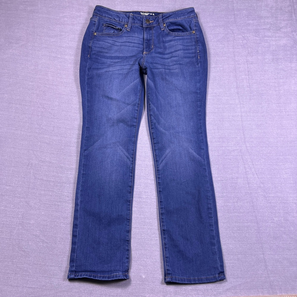 Sonoma Goods For Life Womens 8R Straight Leg Jeans Blue Denim Mid Rise Stretch